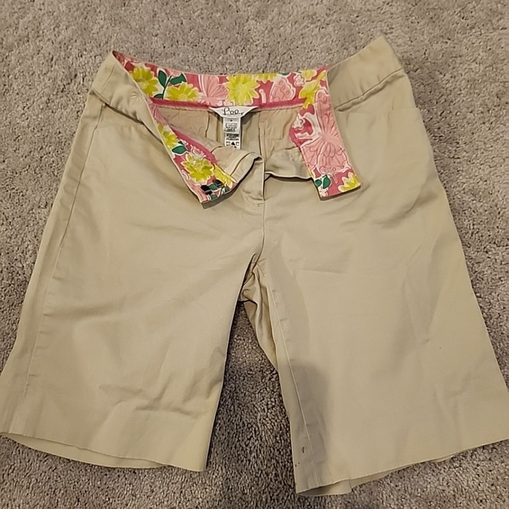 LILLY PULITZER Khaki PALM BEACH FIT Summer Bermuda Shorts 6